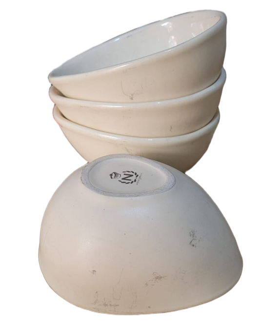 4 PC White Oval Ceramic Bowls Set