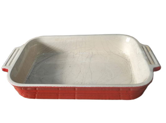 Red Ceramic Casserole Baking Dish